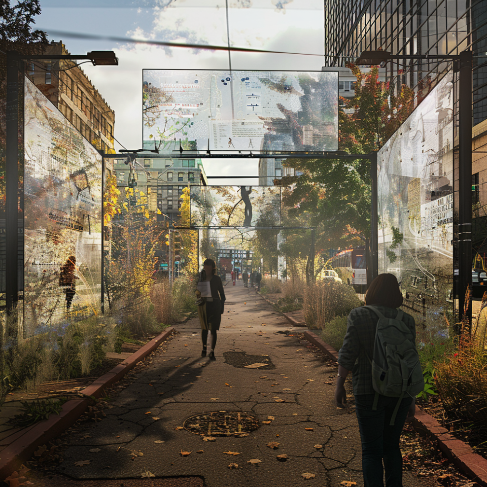 An artificial intelligence generated rendering of a temporary public art initiative in dialogue with Boston's commemorative landscape.